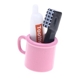 Magideal - Accesorios De Baño Para Casa De Muñecas, 3 Piezas, Miniatura, Regalo De Cumpleaños, Modelo De Escena De Baño, Accesorios De Escena, Adorno Decorativo, Rosa