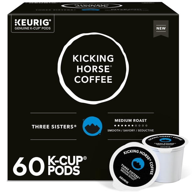 Kicking Horse Coffee, Three Sisters, Cápsulas K-Cup para Keurig de una sola porción, Café Tostado Medio, Caja con 60 unidades