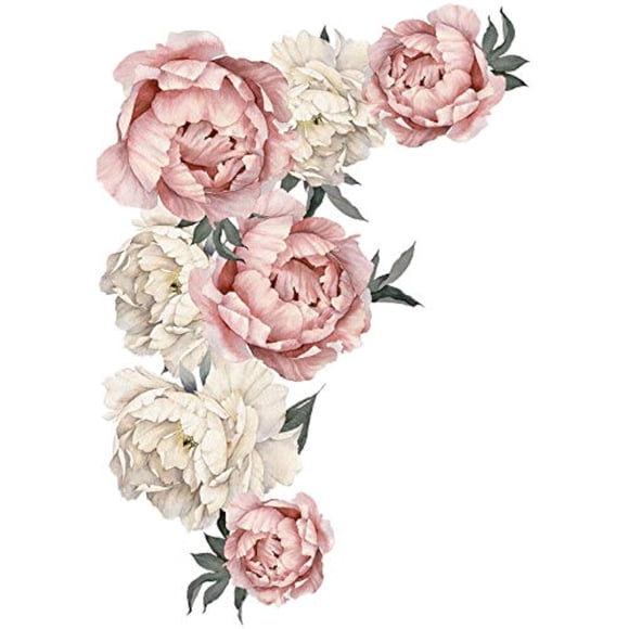 Pegatina de Pared Kiddale 71,5 × 102 cm – Flores de Peonía y Rosa