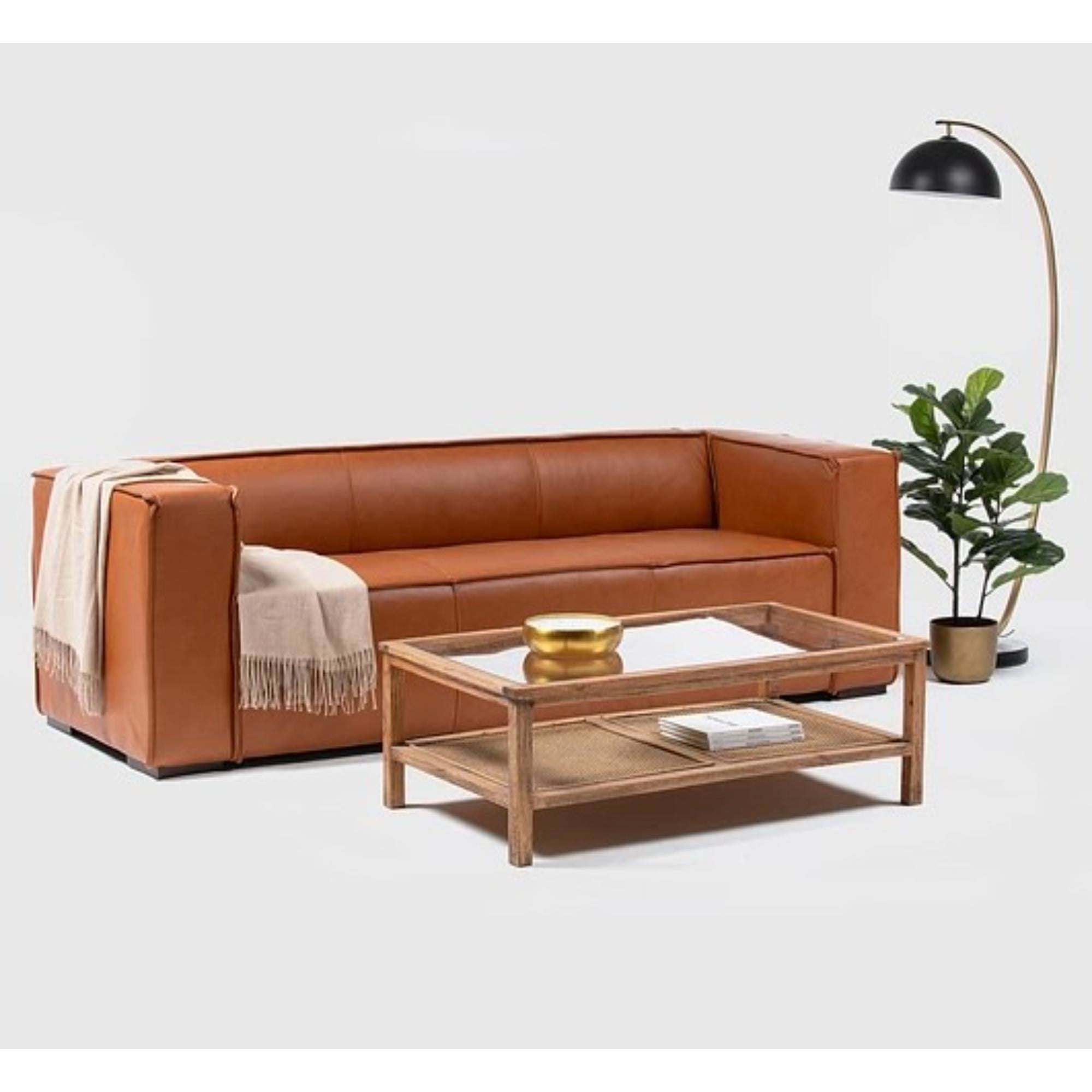 Decocasa - Sofá Aramís 100% Cuero Camel