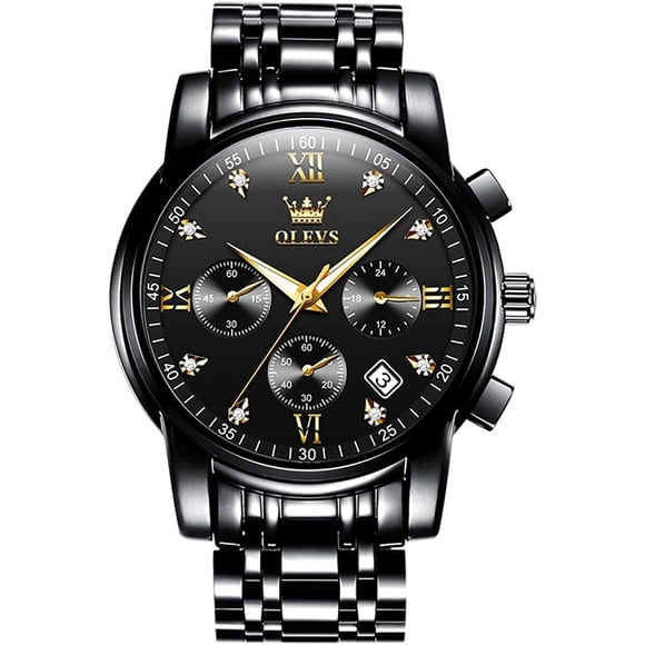 Reloj OLEVS Cronógrafo Hombre Acero 41 mm Esfera Negra