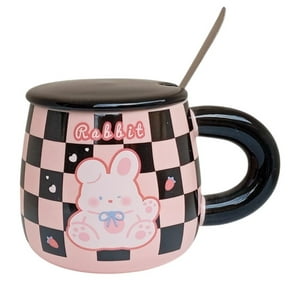 El Edén - Tazón Diseño De Conejos + Tapa, Cuchara Mug, Kawaii