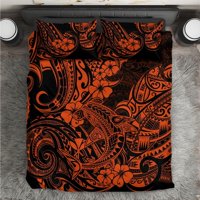 Milsleep - Hawaii Shark Juego De Cama Polinesio Patrón Naranja Versión Lt01