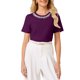 thumbnail image 4 of INSPIRE CHIC Elegante Blusa Brillante para Mujer con Tops de Piedras Preciosas para Cócteles y Fiestas S Púrpura, 4 of 5