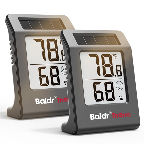 Termómetro e higrómetro BaldrTherm 2.2" solar para interiores, 2 unidades