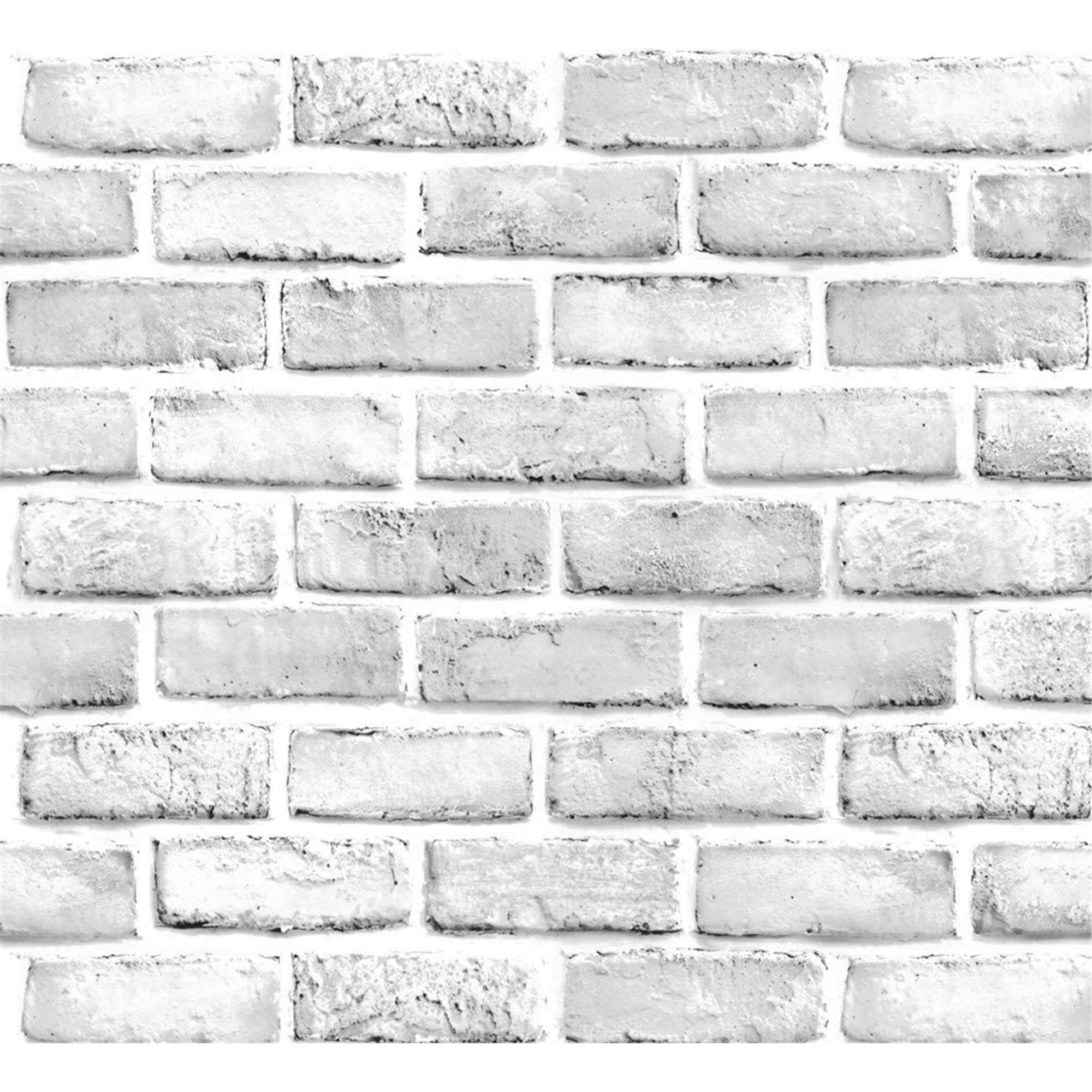 Papel Pintado Yancorp, Ladrillo Blanco Y Gris, 10 M, Pvc, Despega Y Pega
