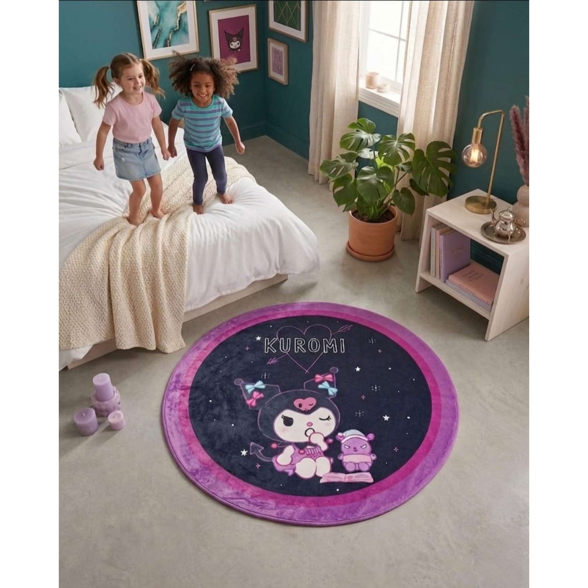 Mylhogar - Alfombra Circular Acolchada Infantil De 80cm De Kurumi