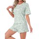 thumbnail image 4 of INSPIRE CHIC Conjunto de Pijama para Mujer de Manga Corta con Volantes Ajuste Suelto Cuello Redondo Dobladillo con Volantes Loungewear Delicado Camiseta y Pantalones Cortos 2 Piezas M Verde, 4 of 6