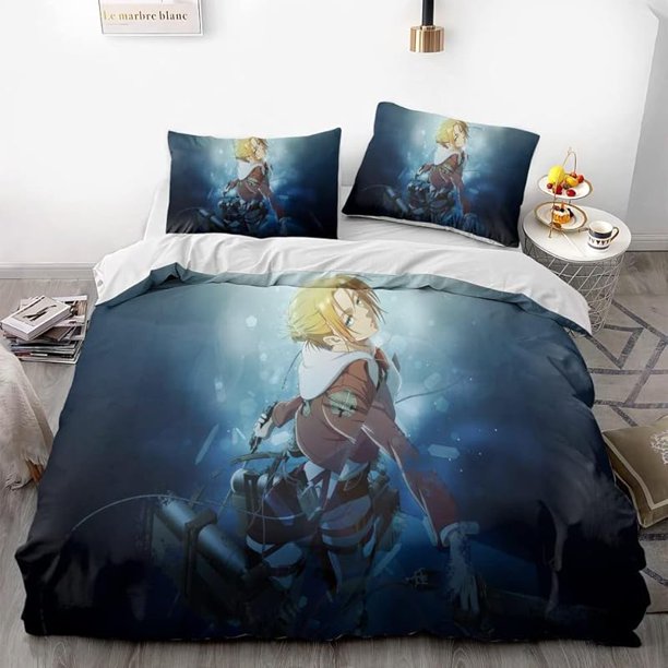 Invad-e on Tita-n Eren Levy-i Anime Soft-t 3D Printe -- d Duvet Co-ver Bedding- Set with -Co-mfort-er Cover