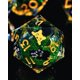 thumbnail image 1 of Dado D20 Froggod 22 mm Núcleo Líquido con Cabeza de Gato – Verde, 1 of 2
