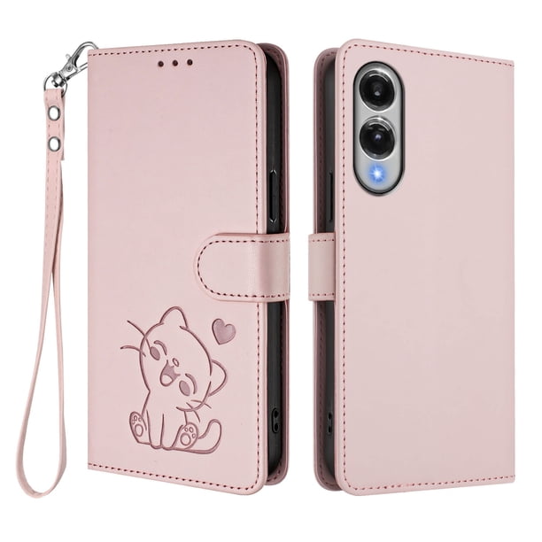 Funda de Gato tipo Libro para Samsung Galaxy S25 Edge, Rosa