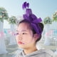 thumbnail image 2 of Sombrero de novia con velo de malla para boda, tocado, accesorio para el cabello (morado), 2 of 8