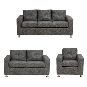 Muebles América - Living George 321 Cuero Auris Gris