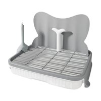 Magideal - Inodoro Para Perros Bandeja Sanitaria Herramienta De Aseo Orinal Para Mascotas Con Cajón Extraíble Y Poste De Guía Para Facilitar El Entrenamiento Ad 47Cm Gris 14Mm