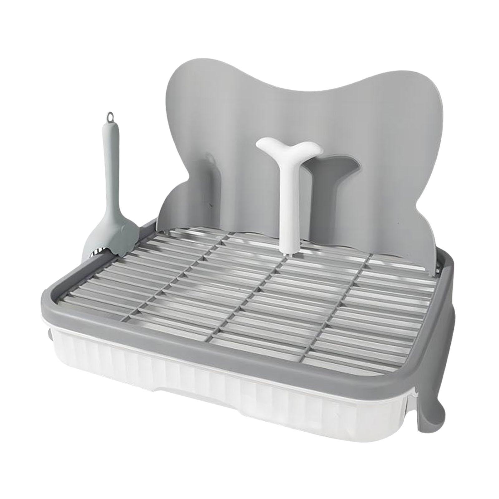 Magideal - Inodoro Para Perros Bandeja Sanitaria Herramienta De Aseo Orinal Para Mascotas Con Cajón Extraíble Y Poste De Guía Para Facilitar El Entrenamiento Ad 47Cm Gris 14Mm