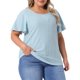 thumbnail image 4 of Agnes Orinda Camiseta de Mujer Talla Grande para Escuela y Universidad Cuello Redondo Ajuste Suelto Manga con Volantes Verano Hueco Blusas Casual Tops 2X Azul Claro, 4 of 6