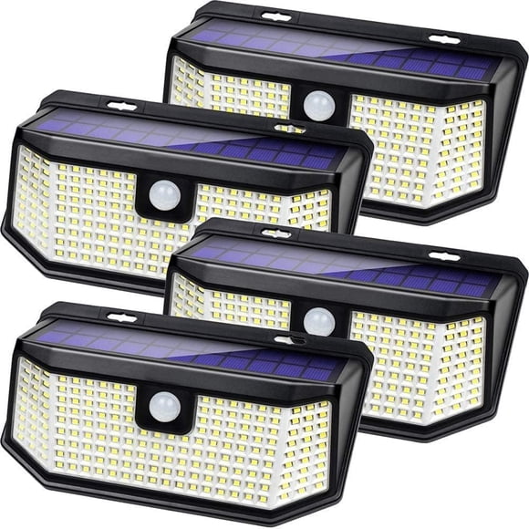 Luces solares exteriores Aootek 2500 lm IP65 con sensor de movimiento, paquete de 4