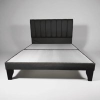 Flobal - Cama 2 Plazas Franjas 150X190Cm Incluye Base + Respaldo Negro
