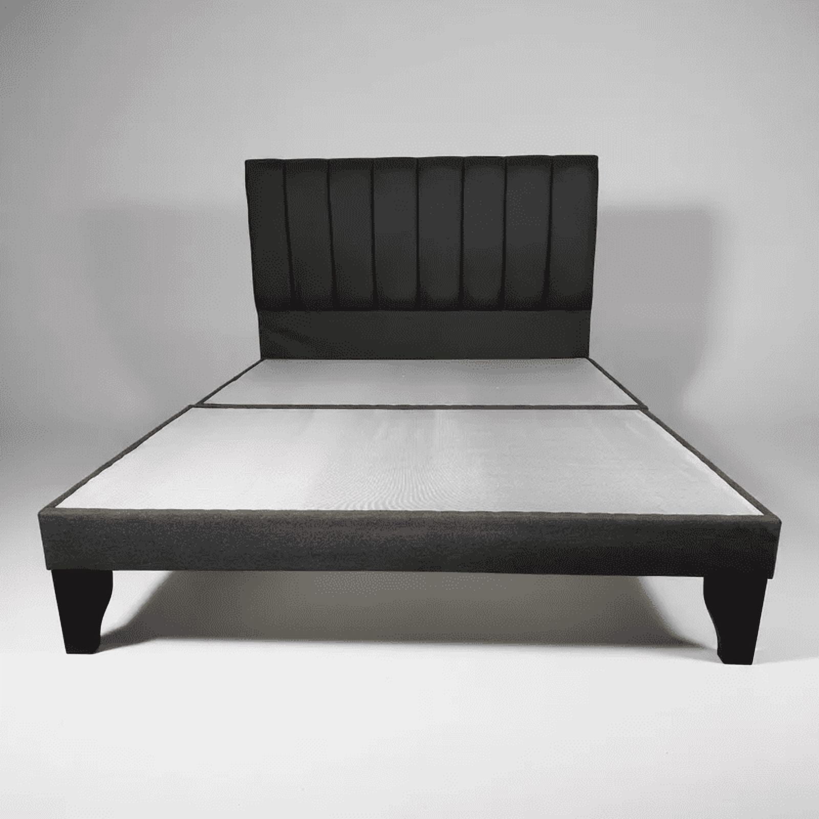 Flobal - Cama 2 Plazas Franjas 150x190cm Incluye Base + Respaldo Negro