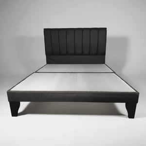 Flobal - Cama 2 Plazas Franjas 150X190Cm Incluye Base + Respaldo Negro