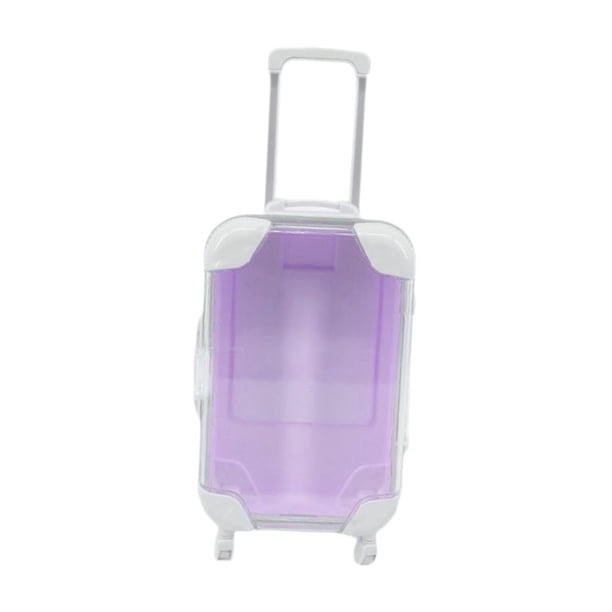 Accesorios para muñecas, Maleta, muñeca, equipaje de viaje, apertura de muñeca, Mini carrito de viaje, equipaje de muñeca de moda para muñeca de 18 pu Púrpura claro