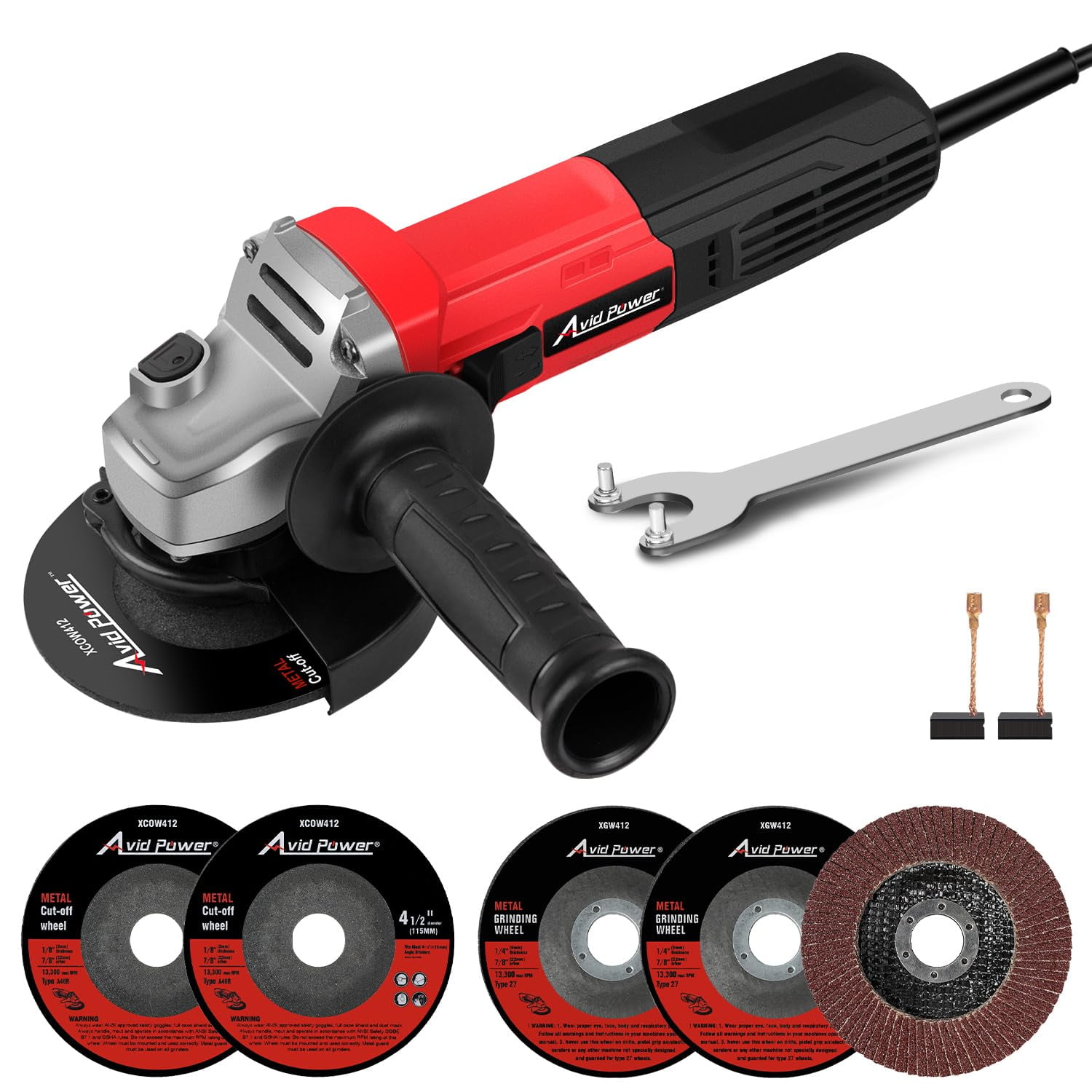 Amoladora Angular Avid Power 900 W, 1200 Rpm, 4,5 Pulgadas Con Accesorios