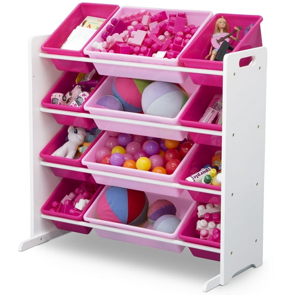 Organizador infantil de 12 contenedores de plástico rosado y fucsia Delta Children