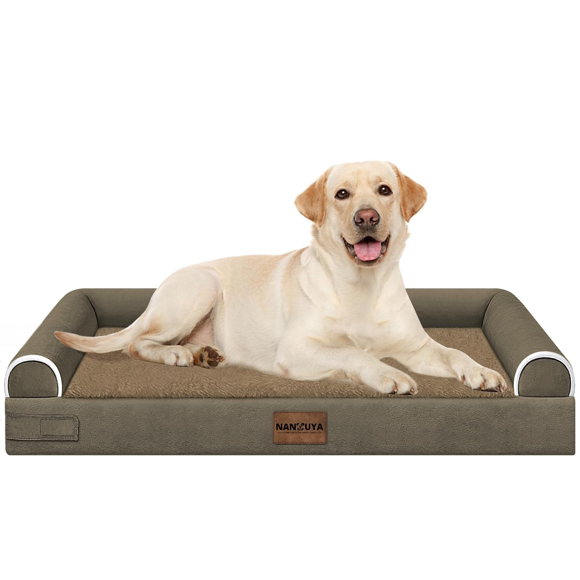 Cama Ortopédica Grande Para Perros Nanuya Xl Con Funda Impermeable Y Respaldo