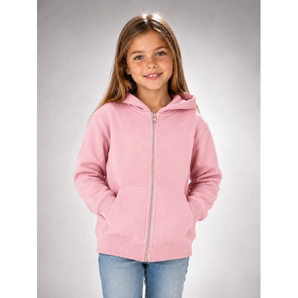 Poleron Canguro Con Cierre De Ninos 340g Basico 70/30 Casual 6 Rosa Pastel Lisa