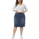 thumbnail image 2 of Falda Lápiz Casual con Abertura Lateral en Jean Denim de Talla Grande para Mujeres de Agnes Orinda 2X Azul Medio, 2 of 6