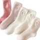 thumbnail image 2 of suxuMhao Calcetines de Forro Polar a Media Pantorrilla, 5 Pares Calcetines Rosas Lindos Suaves Gruesos Esponjosos de Algodón, Calcetines de una Talla para Dormir en Casa, Calcetines Acogedores y, 2 of 2