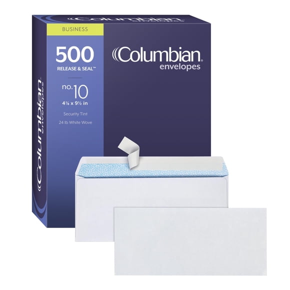 Sobres de seguridad Columbian #10 de 4-1/8 x 9-1/2 pulgadas, paquete de 500