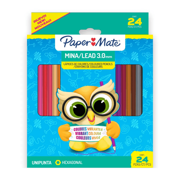 Lápices de Colores Hexagonal PaperMate 24 colores