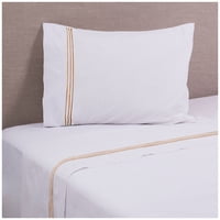 Mashini - Juego De Sábanas 144 Hilos 1.5 Plaza Line Beige