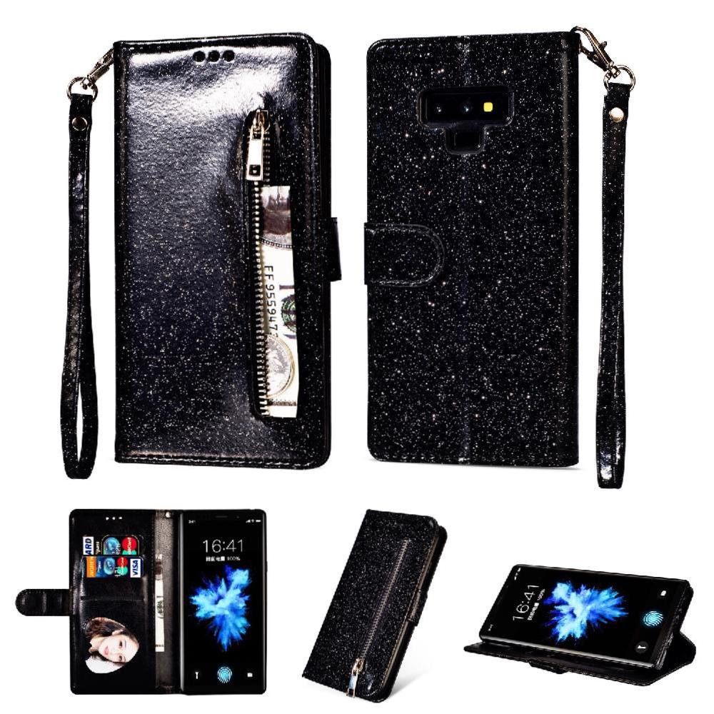 Funda Para Foxdock Elegante Funda Samsung Galaxy Note9 Glitter Con Cremallera-Ideal Para El Uso Diario