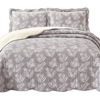 Mallorca - Quilt Sherpa 1,5 Plazas Helechos Crudo Estampado