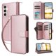 thumbnail image 5 of Funda Cartera con Cremallera y Correa para Samsung Galaxy S25 FE Soporte y Tarjetero Oro rosa, 5 of 5