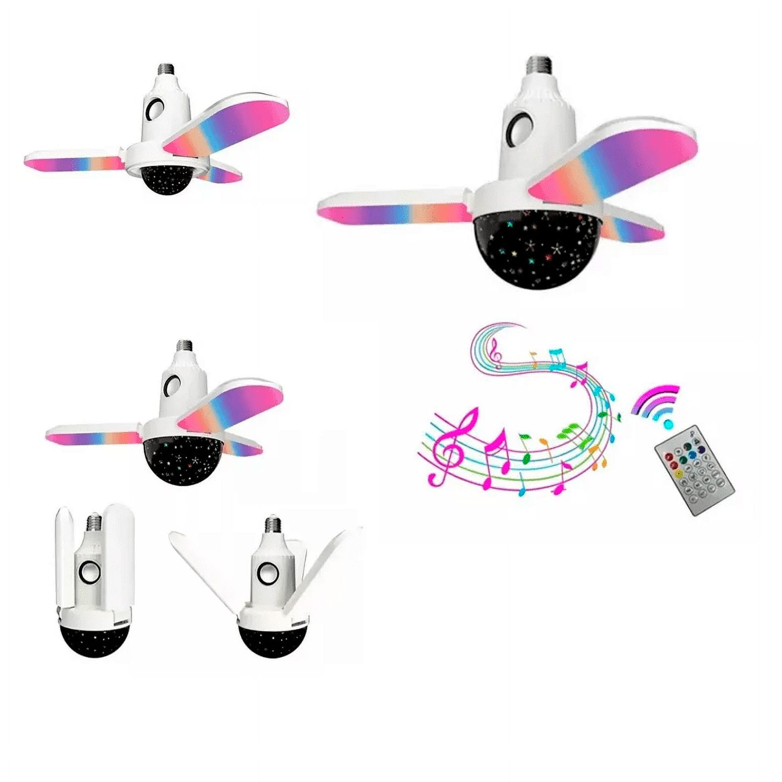 Genérico - Ampolleta 3 Aspas Con Control Rgb Con Parlante Con Bluetooth Y Esfera