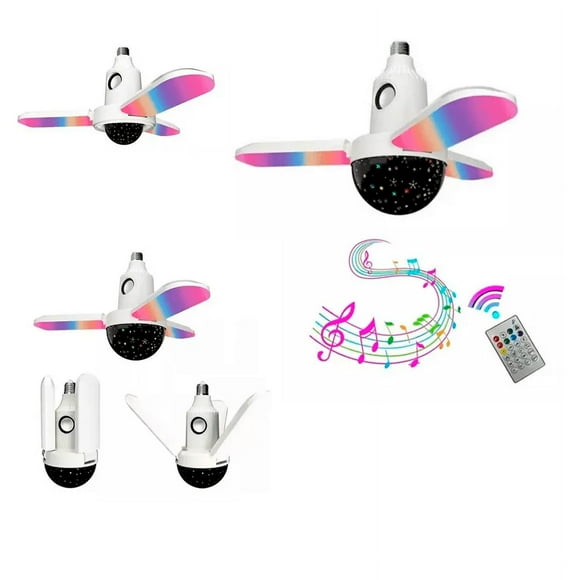 Ampolleta Rgb Parlante 3 Aspas Con Bluetooth Y Esfera Musical
