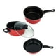 thumbnail image 3 of Juego De 3 Ollas Y Sartenes, Utensilios De Cocina Resistentes Para Restaurante, Cocina, Hogar, Color Rojo, 3 of 5