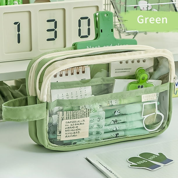 Ita Bag Pencil Case Handheld Double Layer Clear Pencil Pouch Storage Pouch For Stationery School,Office,Organizer Cosmetics