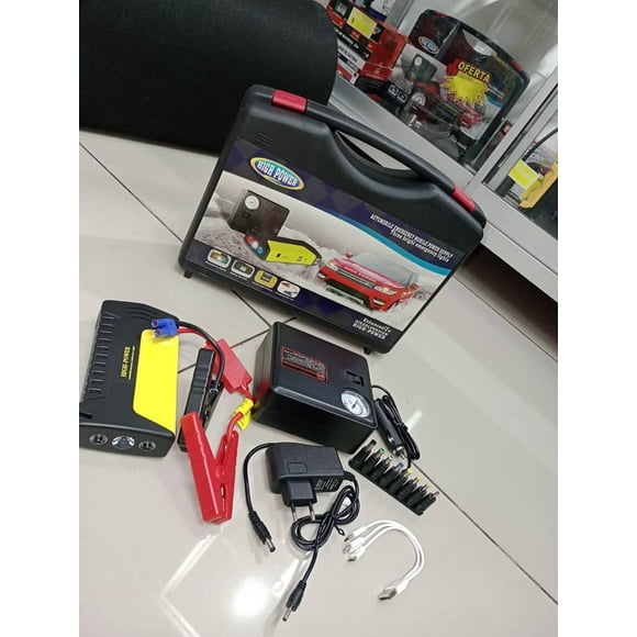 Set cargador partidor de baterías portátil con inflador de neumáticos