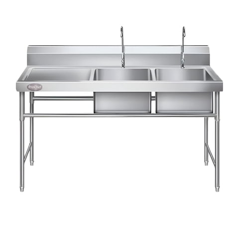 Prochef - Lavafondos Doble Acero Inox. 150X60X90 Cm. Secador Izquierdo
