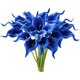 thumbnail image 1 of Xiao Hua 20 Pzas Flor de Loto de Seda con Herradura artificial, 13.8 Pulgadas, Adecuada para Decoración de Mesa de Cocina Del Hogar, Boda, Azul, 1 of 4