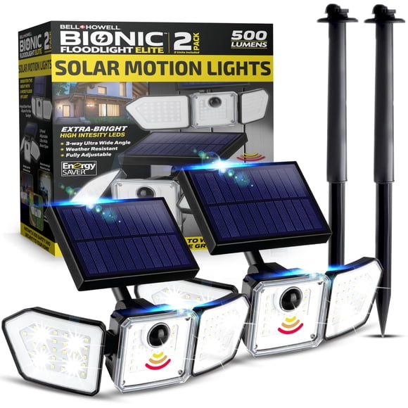 Flood Light Bell+Howell Bionic Solar, 500 lúmenes, paquete de 2