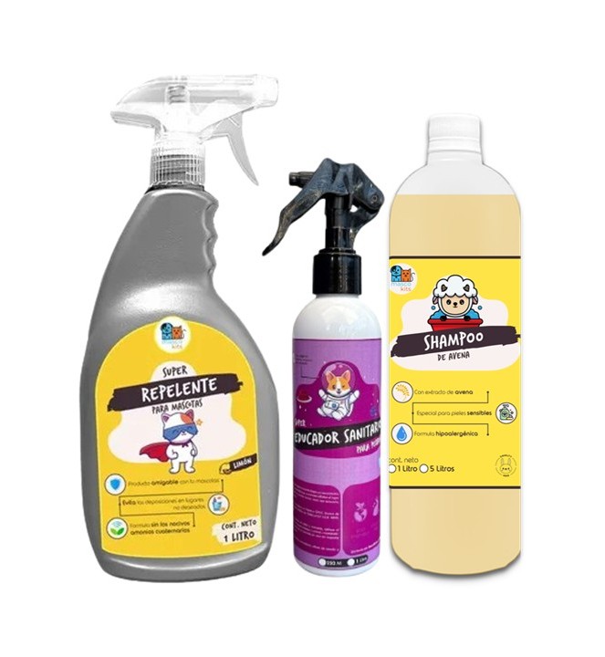 Mascokits - Kit Perro Educador Sanitario + Repelente + Shampoo Avena 1Lt