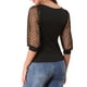 thumbnail image 3 of INSPIRE CHIC Blusa de Mujer con Cuello Cuadrado de Lunares, Malla Semitransparente, Mangas 3/4, Talla L, Negro, 3 of 7