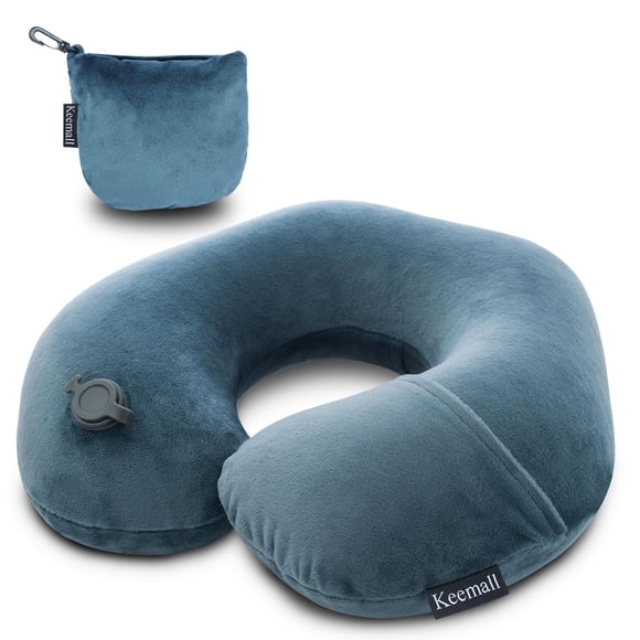 Almohada inflable de viaje para cuello Keemall en forma de U, lavable