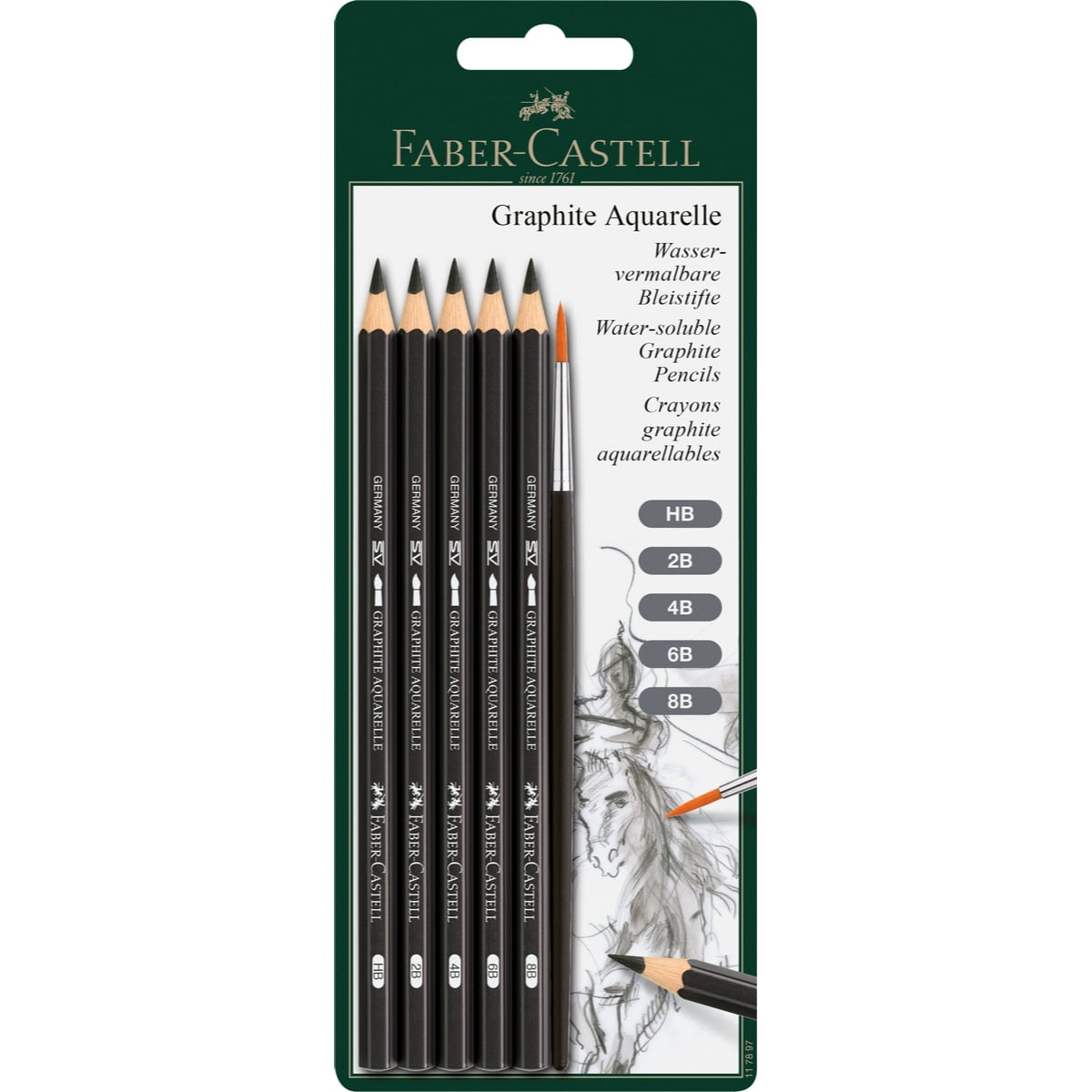 Faber Castell - Lápiz Grafito Acuarelable Faber-castell X5 Uds.