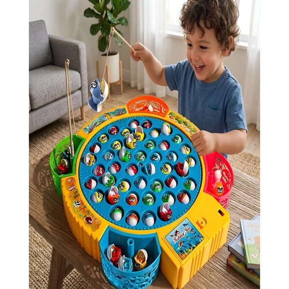 Juego de Pesca Infantil Musical Base Giratoria 4 Jugadores